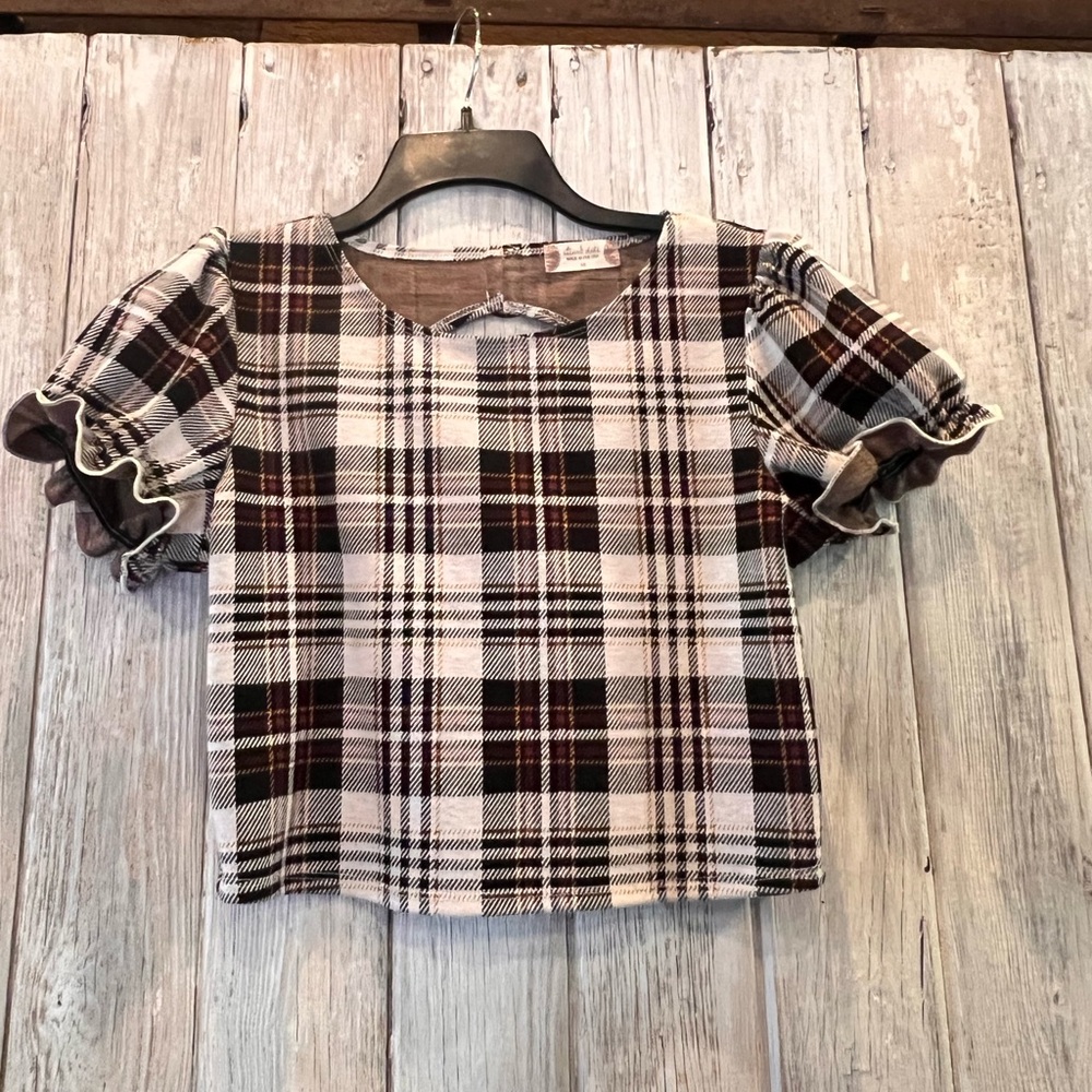 Altar’d State Plaid Puff Sleeve Crop Top